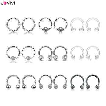

Jovivi 18 Pcs Stainless Steel Nose Septum Ring 16Ga Multi-Used Ear Studs Lip Ring Eyebrow Rings Fashion Body Piercing Jewelry