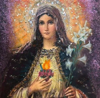 

High quality and perfect hand-painted on canvas Virgin heart 24x24in
