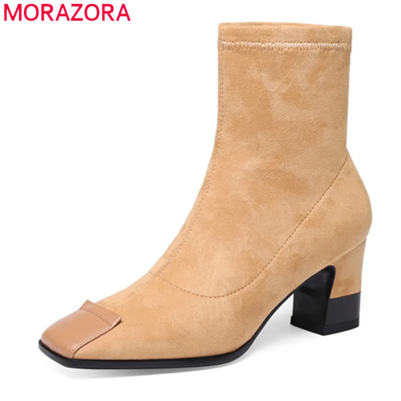 

MORAZORA 2020 new arrive hot sale thick high heels square toe women boots high quality autumn winter ankle boots