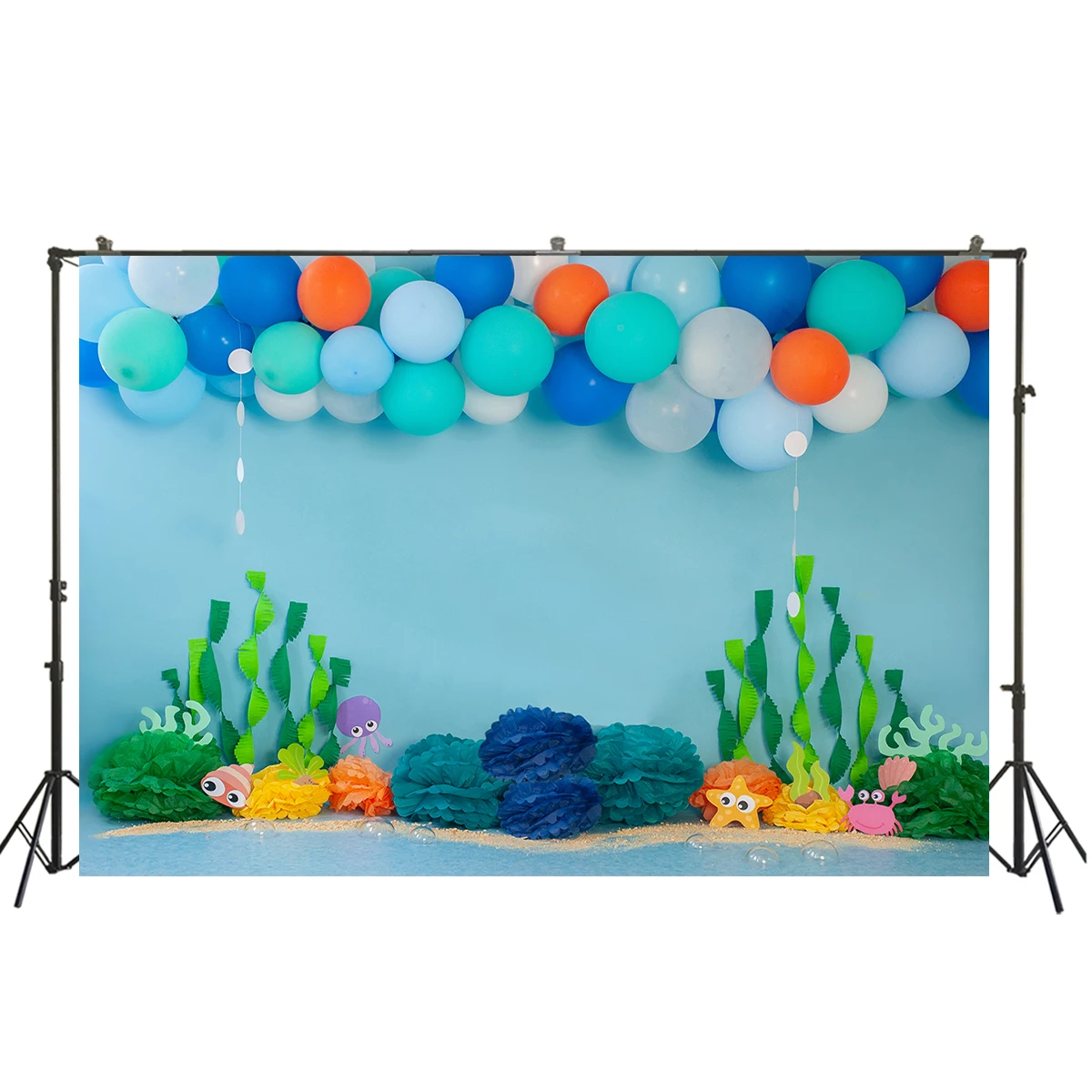 6x6FT Vinyl Photo Backdrops,Octopus,Cartoon Octopus in Sea Background for Selfie Birthday Party Pictures Photo Booth Shoot