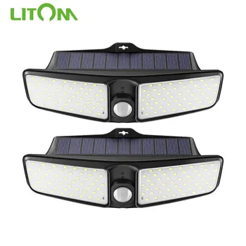 

1/2/4 PCS LITOM 100 LEDS Solar Light Outdoor Motion Sensor Lamp IP65 Waterproof Security Sunlight Wireless Wall Lamp For Garden