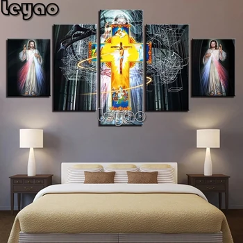 

Jesus Christ 5 Piece Multi Panel DIY Diamond Painting Cross Stitch Kit Full Diamond Embroidery 5D Diamond Mosaic Home Decor