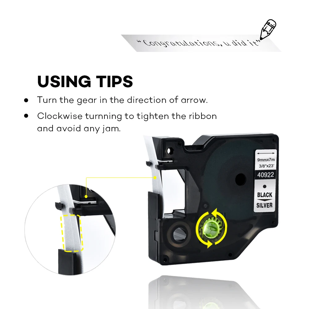 Yance 40922 검정색 라벨 테이프 호환 Dymo D1 라벨 프린터 DYMO LM160 LM280 DYMO PNP 용 9mm 라벨 메이커 테이프