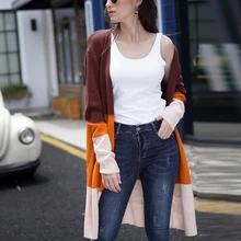 Laamei, женские кардиганы, вязаные свитера, Женский Осенний тонкий вязаный кардиган, свитер, хлопковая длинная верхняя одежда, пальто, вязаная одежда размера плюс 2XL