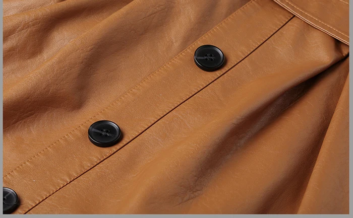 PU Long Leather Trench Coat Women 2019 New Autumn Winter Leather Trench Coat Slim Female Long Coats Plus Size M-3XL Outwear 15