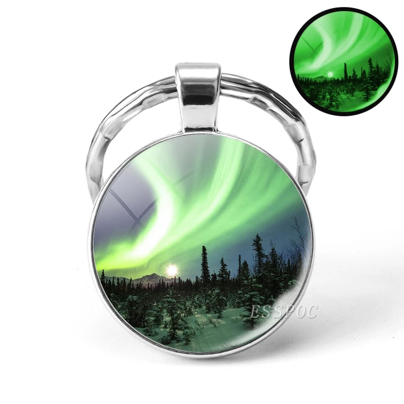 Jewelry Picture Glass Luminous Glow Keychain Sky Gift Details about   Northern Lights Aurora 