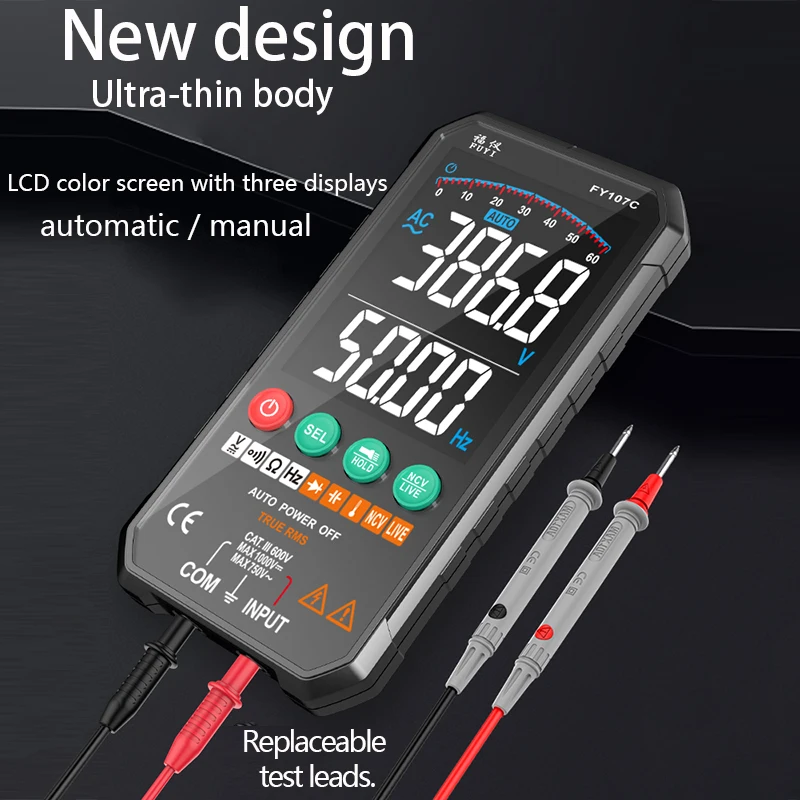 Digital Multimeter Smart Tester DC NCV Auto Range Transistor Temperature Voltage Professional Analog Multimeter Electrician Tool