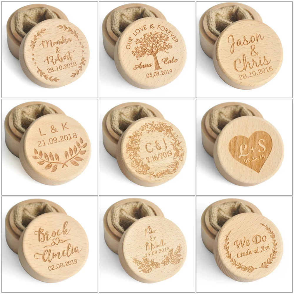 

Custom Ring Box Personalized Wedding Valentines Engagement Wooden Ring Bearer Box Jewelry Boxes Ring Box