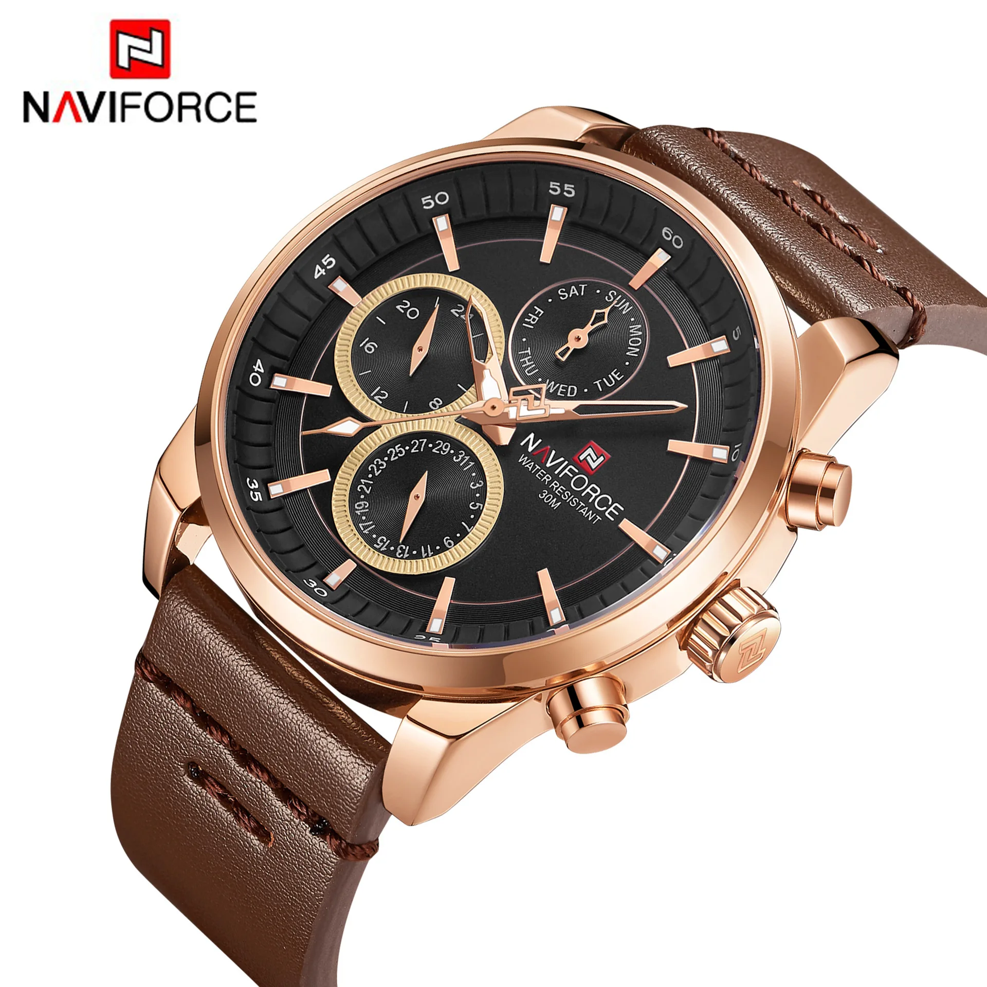 

New Style naviforce Xiang 9148 Middle School Students Fashion & Sports Quartz Watch Leather Belt Men Watch