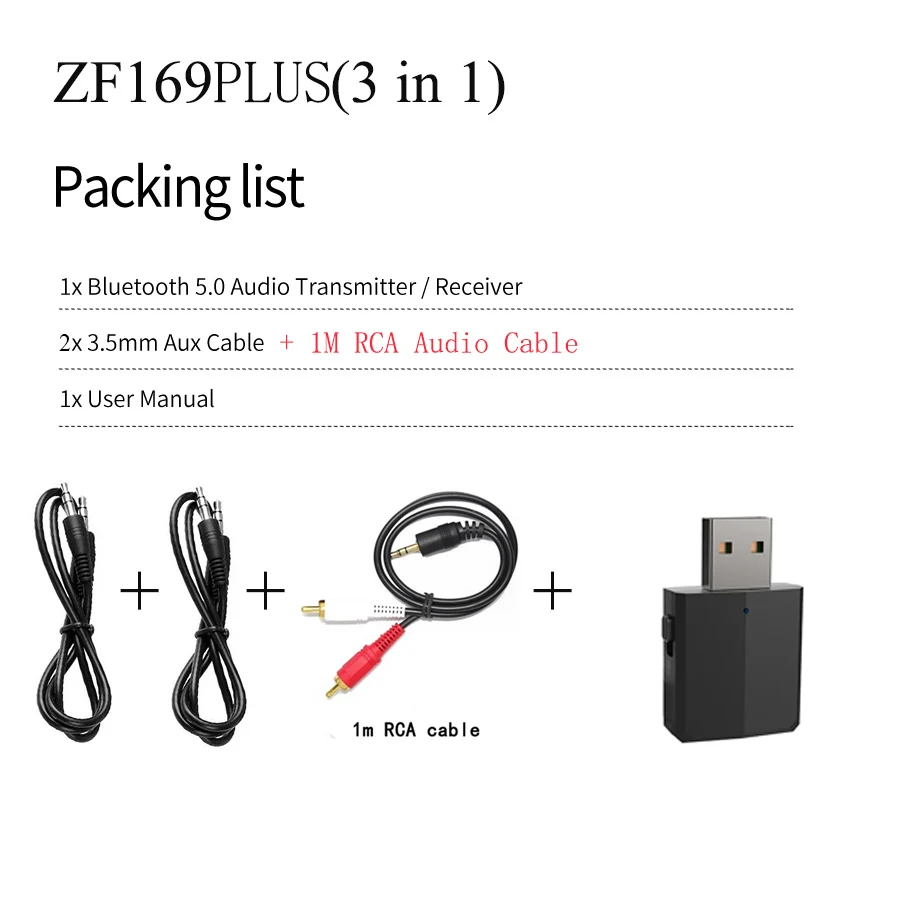 KN330 USB Bluetooth 5.0 Transmitter Receiver BT 3.5 mm AUX Jack 3