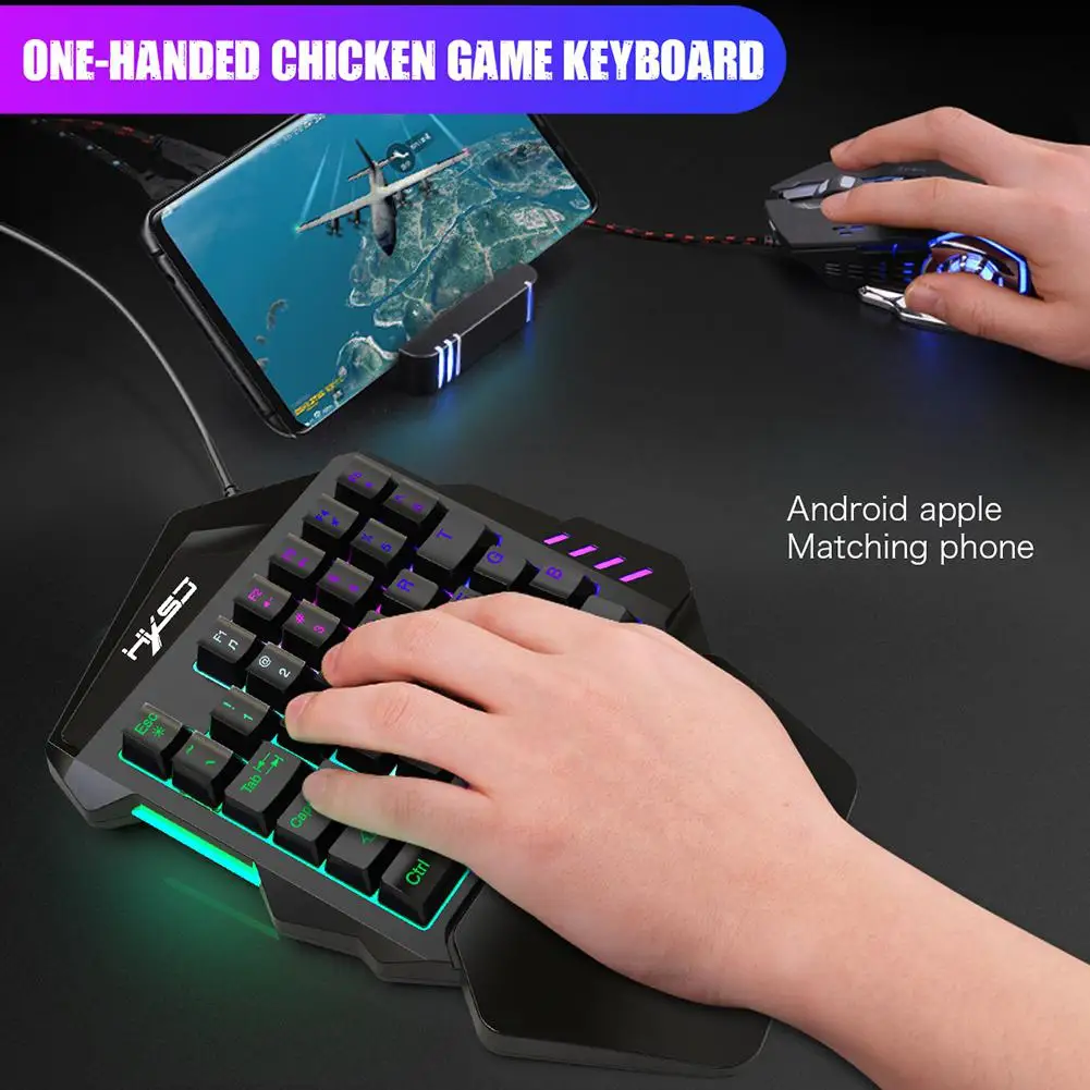  Studyset 1.6m Wired Gaming Keypad with LED Backlight 35 Keys One-handed Keyboard for LOL/PUBG/CF