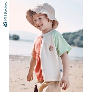 

Mini bala Boy short-sleeved T-shirt 2020 summer new color matching stitching simple fashion boy T-shirt