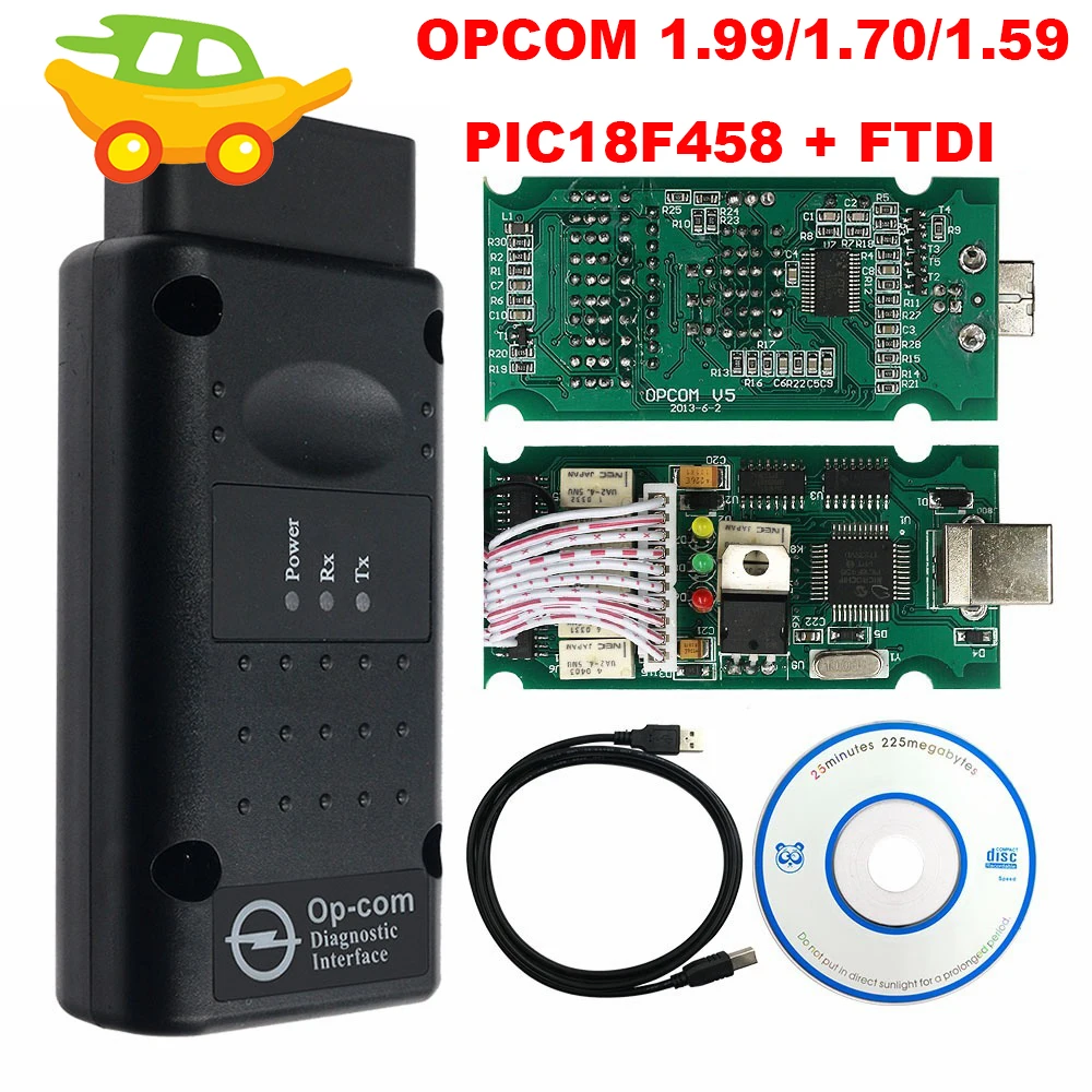 

2019 OPCOM 1.99 1.70 1.59 Car Diagnostic Cable OP-COM OBD2 Scanner With PIC18F458 FTDI Chip For Opel Car OBD 2 OBD II Interface