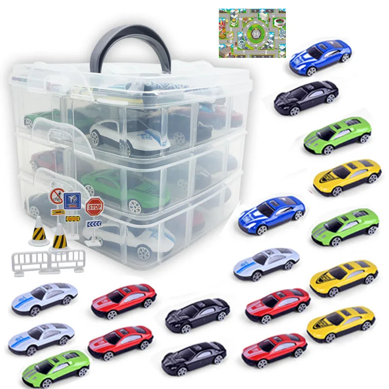 

Alloy Car Model Three Layer Parking Lot Small Garage Toy 18 of Car Schemes Hand Storage Box