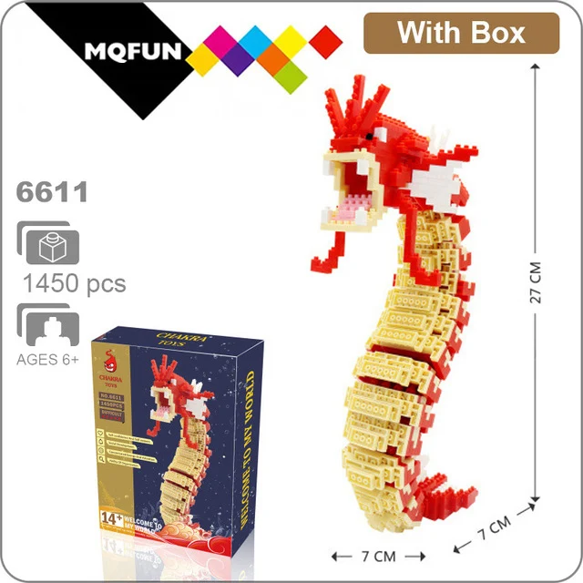 Мини Строительные блоки аниме 3D technic конструктор кирпичная модель развивающие Наборы кубиков детская сборка подарки игрушки для детей - Цвет: 6611Gyarados-withbox