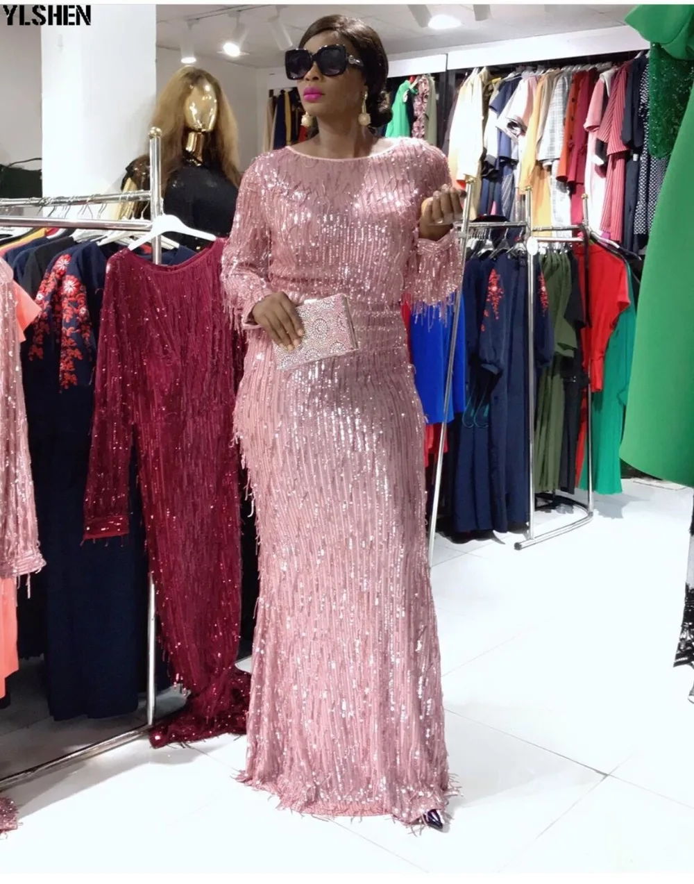 New Africa Dress African Style Dresses For Women Dashiki Tassel Sequins Long Sleeves Bodycon Daily Dress Evening Party Dress 03