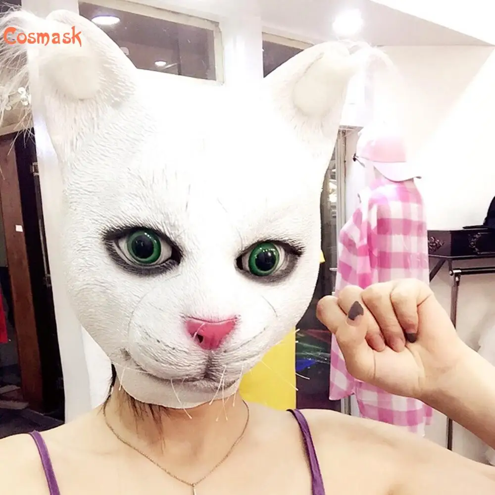 Космак Хэллоуин симпатичная Реалистичная латексная маска кошка взрослая
