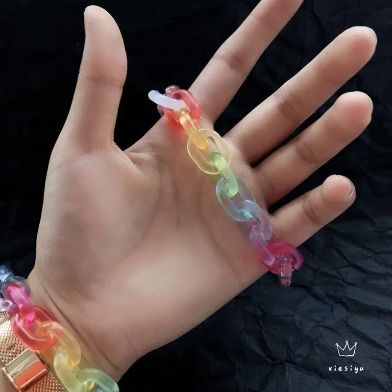 Новинка, Harajuku, акриловый браслет для девочек, прозрачный, красочный, кабельная цепь для пар, для женщин, лучший браслет дружбы, крутые ювелирные изделия, подарки