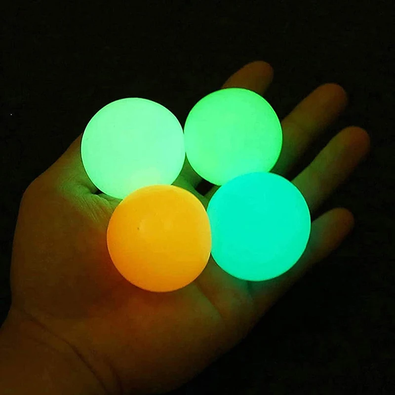 4pcs Sticky Target Wall Balls for Ceiling Stress Relief Squeeze Luminous Toys 