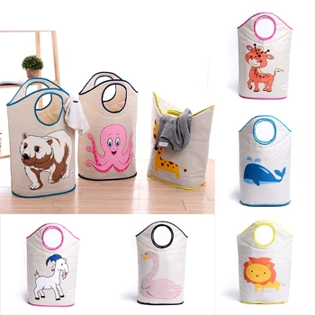 

Children's Toy Storage Bag Foldable Cartoon Animal Pattern Dirty Clothes Storage Barrel Debris Hamper Book Sundries Organizer