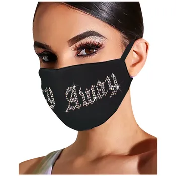 

1PCS Washable Polyester Face Mask Fashion Rhinestone Colored Adult Windproof Mouth Cover Mouth Mask With Design Cubrebocas