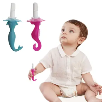 

Hippocampus Fish-shaped Silicone Toothbrush Child Infants Soft Hair Toothbrush Baby Teether Appease Supplies