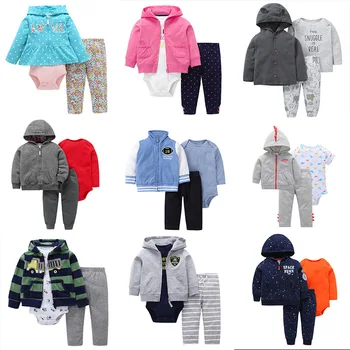 

Baby Boys Clothing Sets Spring Autumn Newborn Fashion Cotton Coats+Romer+pants 3pcs Tracksuits for Bebe Boys Toddler Casual Sets