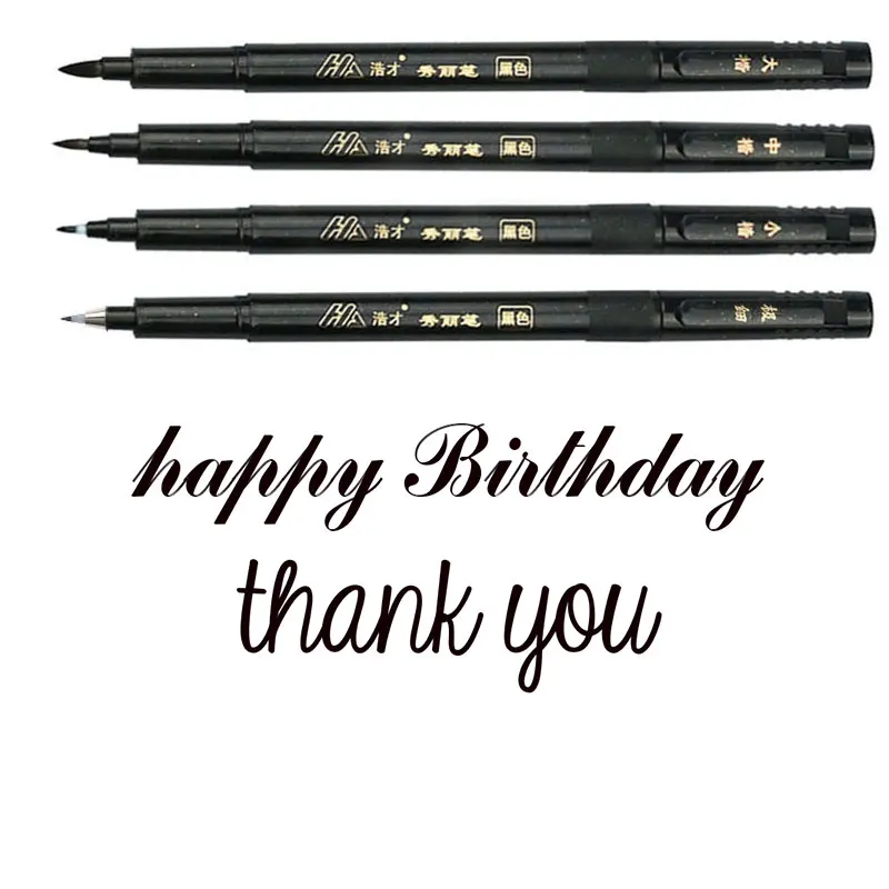 3/4 pcs/lot Hand Lettering Brush Pen Black Ink Calligraphy Pen