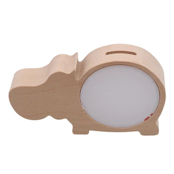 

Cute Transparent Wood Box Piggy Bank Coins Storage Jar Money Saving Box Hippo Piggy Bank Birthday Gift