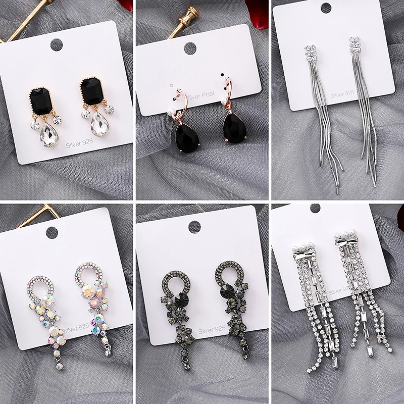 

Korean Version Of The New Pearl Crystal Chain Tassel Geometry Drop Earrings For Woman Fashion Jewelry Wholesale
