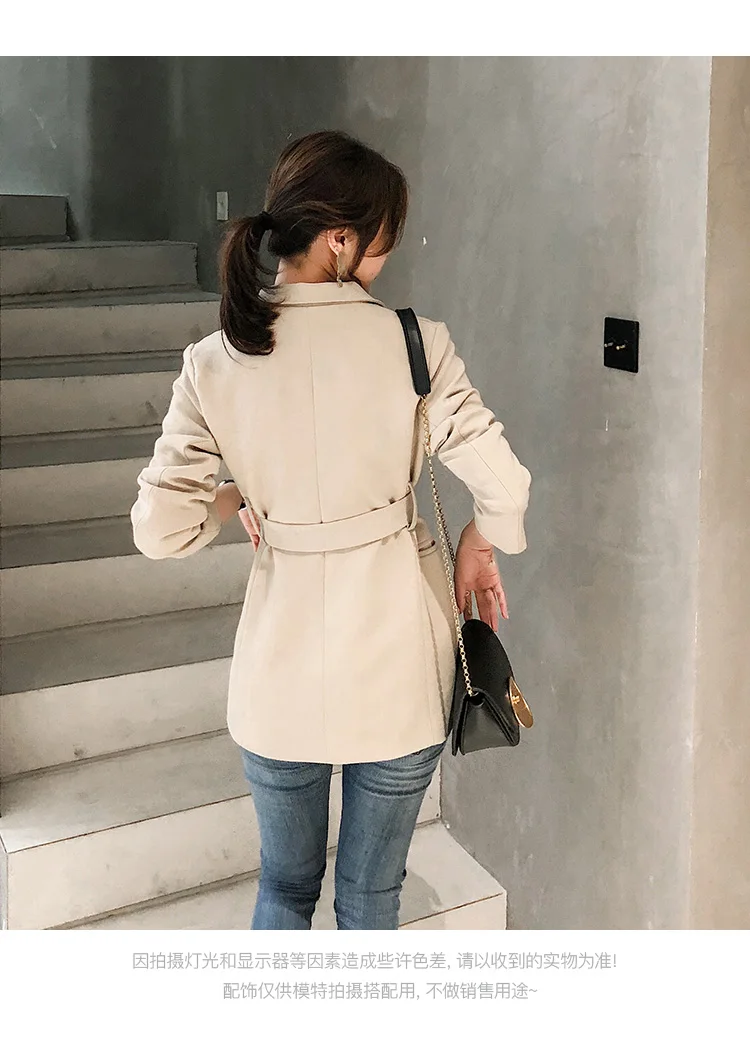 Spring Women Fashion New None Button Office Lady Suit Casual Slim Jacket Coat with belt