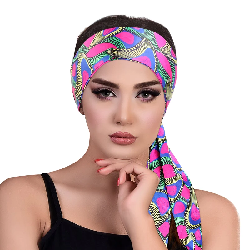 New African Pattern Print Headband for Women Twist Style Black Girl Head Wraps Elastic Hair Accessories Turban Headscarf