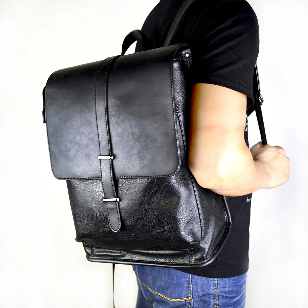 

New Laptop Backpack Men PU Leather Male Bag Fashion Casual Luxury Designer Large Capacity Travel Backpack Men School Bag 2019