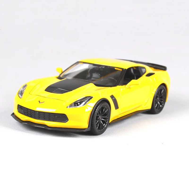 Corvette-Yellow-1 Бутик серии 1:24 Chevrolet Corvette спортивный автомобиль сплав модель, моделирование литой коллекции Подарочное украшение - Цвет: Corvette-Yellow-1