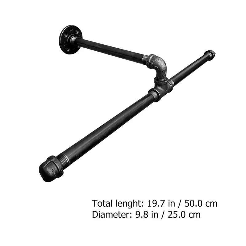 Multi-Purpose Wall Mounted Black Iron Garment Bar Details about   Industrial Pipe Clothes Rack 