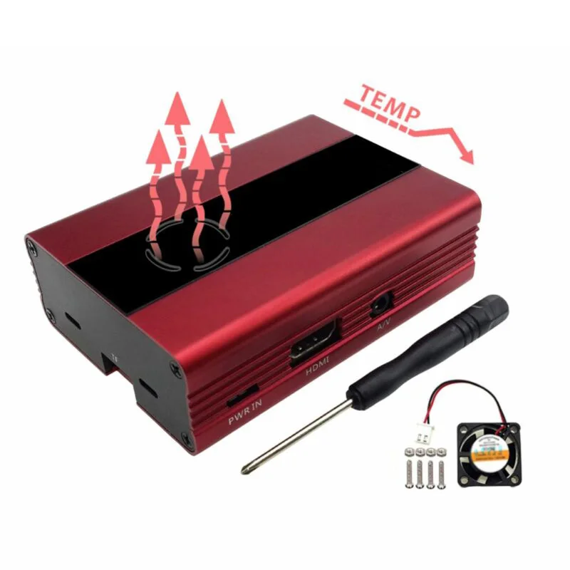 Чехол с охлаждающим вентилятором+ отвертка для Raspberry Pi 3B+/3/2B