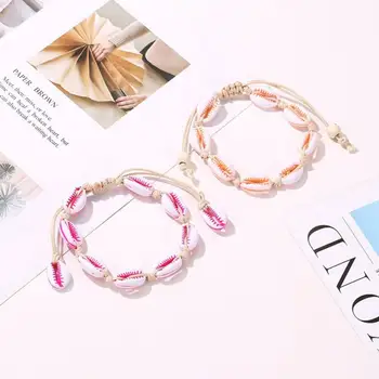 

Natural Seashell Bracelet Bohemian Summer Conch Shell Bracelets Rope Chain Handmade Adjustable Women Bracelet Jewelry