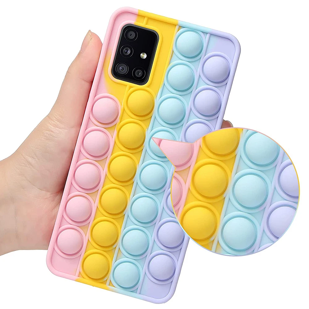 silicone case samsung Silicone Case for Samsung Galaxy A02S A02 A01 A11 A12 A21s A31 A51 A71 A32 A52 A72 A50S A70s Pop Push it Bubble Fidget Toys Case kawaii phone case samsung