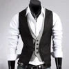Men Formal Waistcoat Vest Business Solid Color Single Button Vest gilet Fake Two-pieces V Neck Casual S-lim chalecos para hombre 5