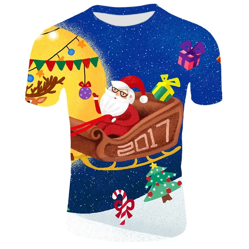 Рождественская 3D футболка, мужские топы с принтом, Рождественская футболка, одежда Санта-Клауса, Молодежный рождественский подарок, большой размер 4XL, с короткими рукавами - Цвет: T7