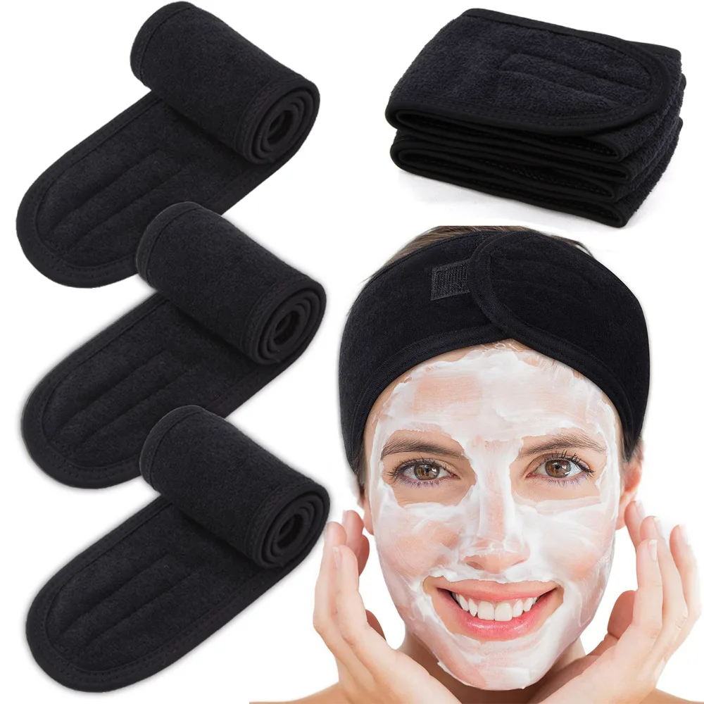 

1/2/5/10/20pcs Eyelashes Extension Spa Face Headband Make Up Wrap Head Terry Cloth Hairband Stretch Towel with Magic Tape