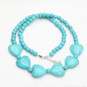 

hot free Shipping new 2014 Fashion Style diy 18" Howlite calaite Heart Pendant Beads Necklace MY5199