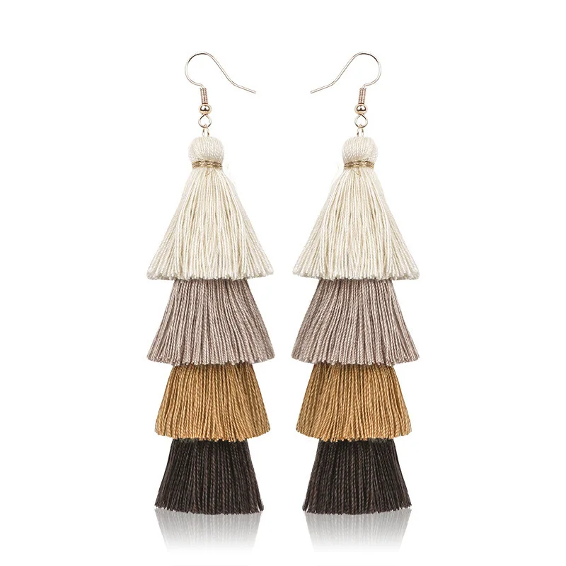 Bohemian 4 Layered Tassel Earrings For Women Ethnic Long Fringe Multi color Statement Dangle Earring GirlsFashion Jewelry - Image 5