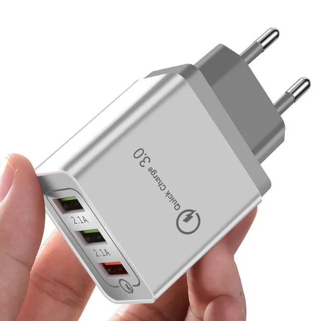 Универсальный 18 Вт USB quick charge 3,0 5V 3A для Iphone 7 8 EU US Plug, быстрое зарядное устройство для мобильного телефона Samsug s8 s9 huawei - Тип штекера: Gray