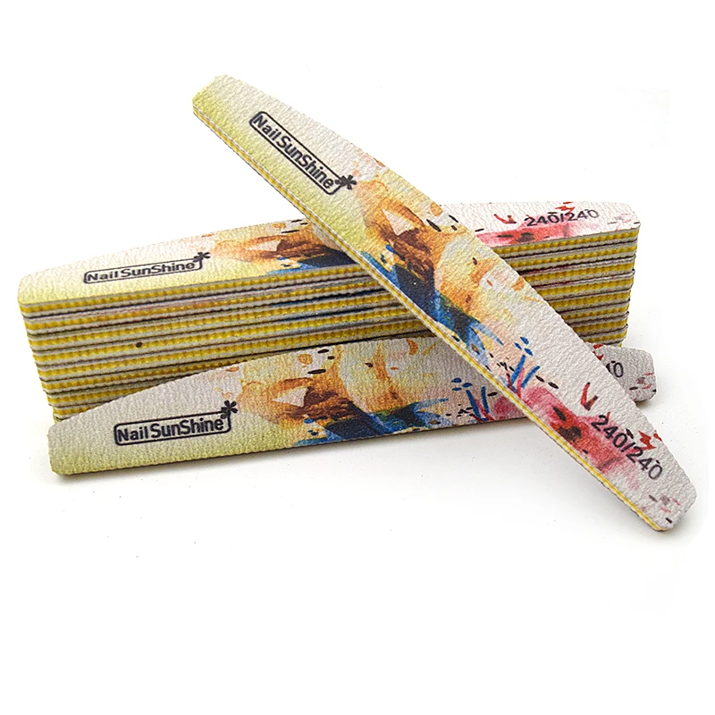 

50 X Moon Style Nail Files 240/240 Sandpaper Color Printing Flower Pattern Lime Nail Sanding Buffer File Pedicure Manicure Limas