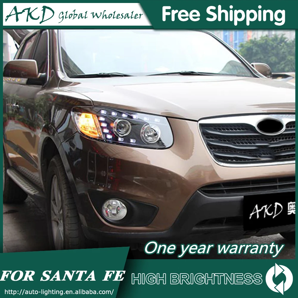 AKD автомобильный Стайлинг для Hyundai Santa Fe фары 2006 2012 светодиодный фонарь Santafe ДХО