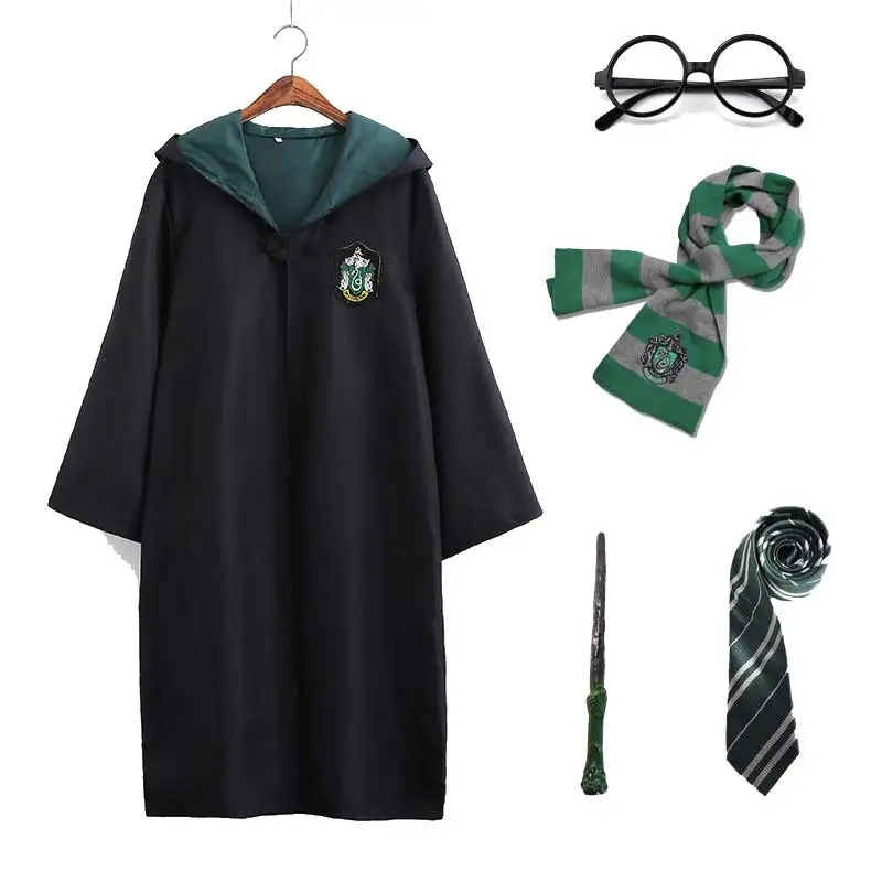 Детский Взрослый Костюм Ravenclaw Слизерин халат-Мантия Гриффиндора плащ Униформа дети женщины мужчины Хэллоуин Косплей Костюм - Цвет: Set 1 B
