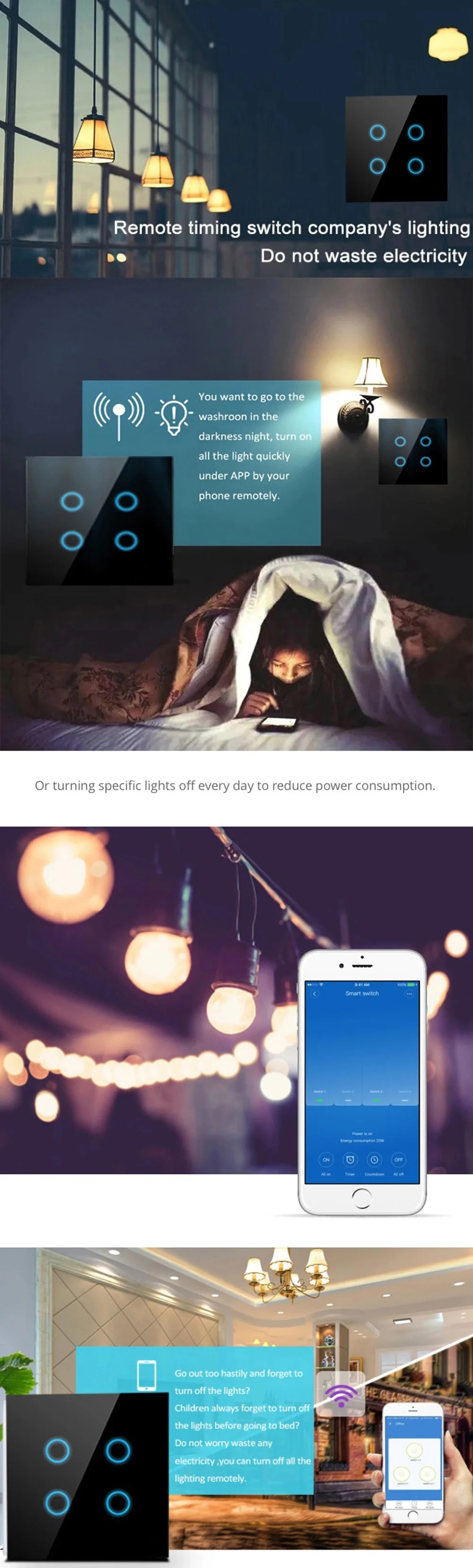 vidro, Painel de toque do interruptor, Controle