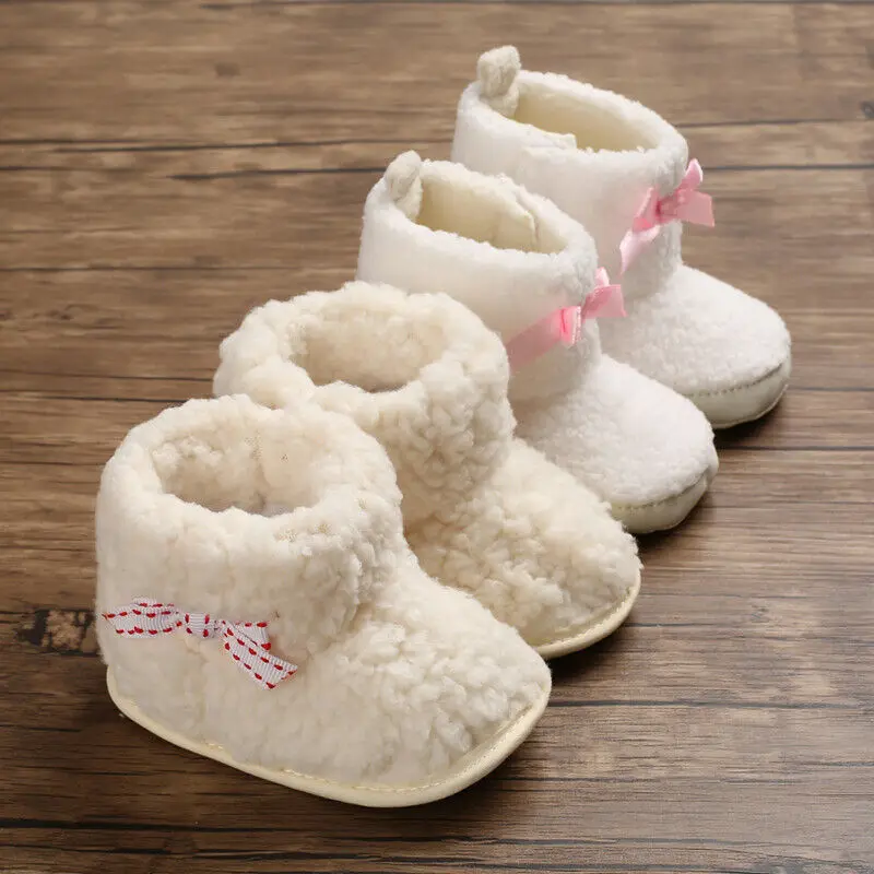 Детские зимние ботинки для девочек; зимние пинетки для малышей; Теплая Обувь для новорожденных; 0-18 месяцев