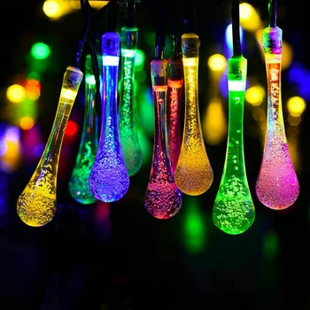 

20/30 LED Solar Light String Water Drop Christmas Outdoor Garden Party Fairy Light Christmas Decoration Light String